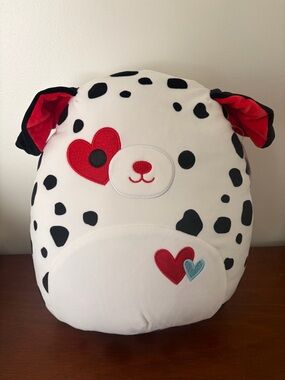 Squishmallow Dalmatian Dustin Valentine 2025 Dog Plush - White, Black, Red